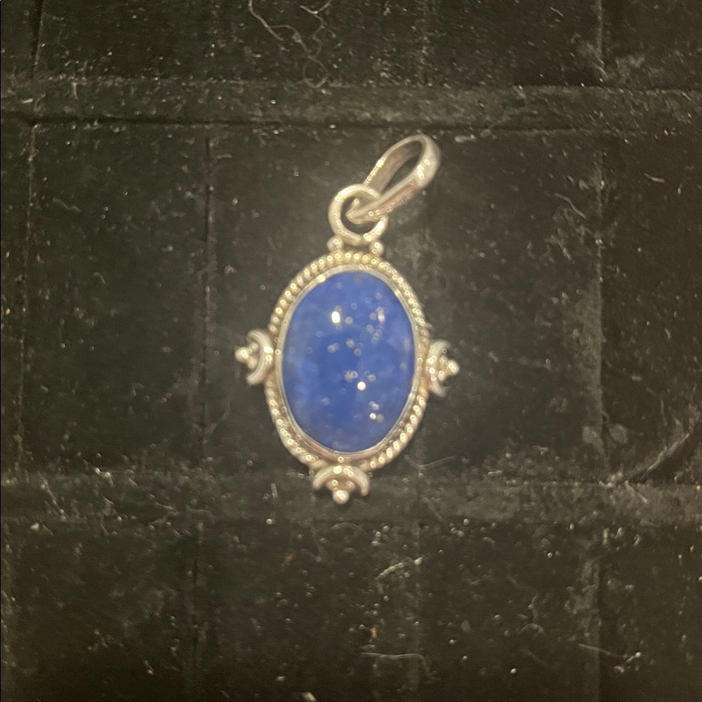 Blue Oval Silver Pendant